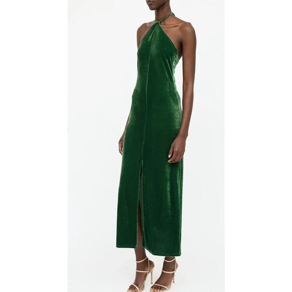 NWT - Reformation Nyla Green Velvet Halter Maxi Dress - Picture 7 of 7